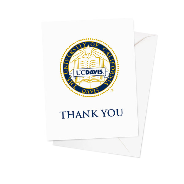 Fan Frenzy Gifts UC Davis Aggies Officially Licensed Crest White Thank You Card 10-pack