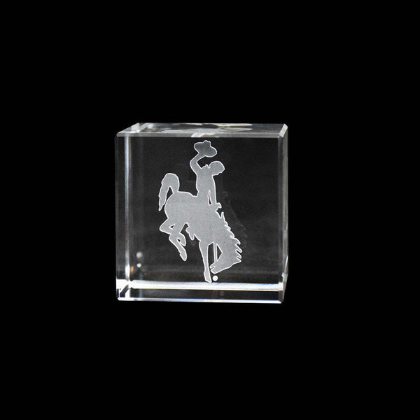 Fan Frenzy Gifts Wyoming Cowboys Licensed Laser Engraved Crystal Cube