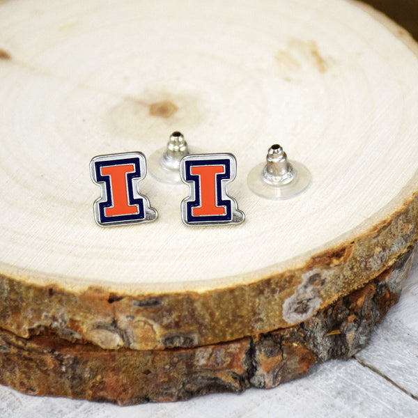 Fan Frenzy Gifts Illinois Fighting Illini Officially Licensed Post Earrings