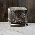 Eastern Washington Eagles Laser Engraved Crystal Cube by Fan Frenzy Gifts
