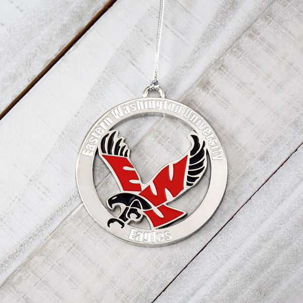 Eastern Washington Eagles Silver Ornament by Fan Frenzy Gifts Officially Licensed NCAA 