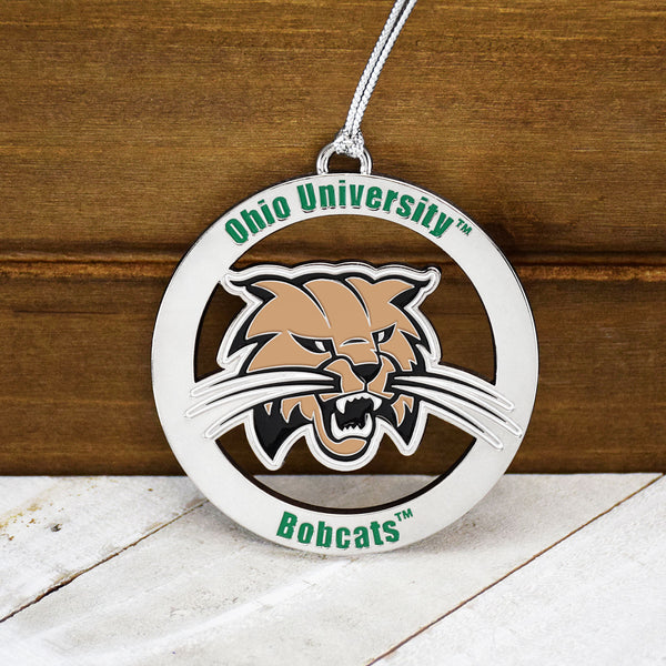 University of Ohio Bobcats Silver Ornament by Fan Frenzy Gifts Officially Licensed NCAA 