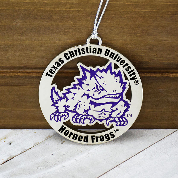 Texas Christian University TCU Horned Frogs Silver Ornament by Fan Frenzy Gifts Officially Licensed NCAA 