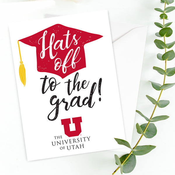 Utah Utes Grad Hats Off Greeting Card by Fan Frenzy Gifts