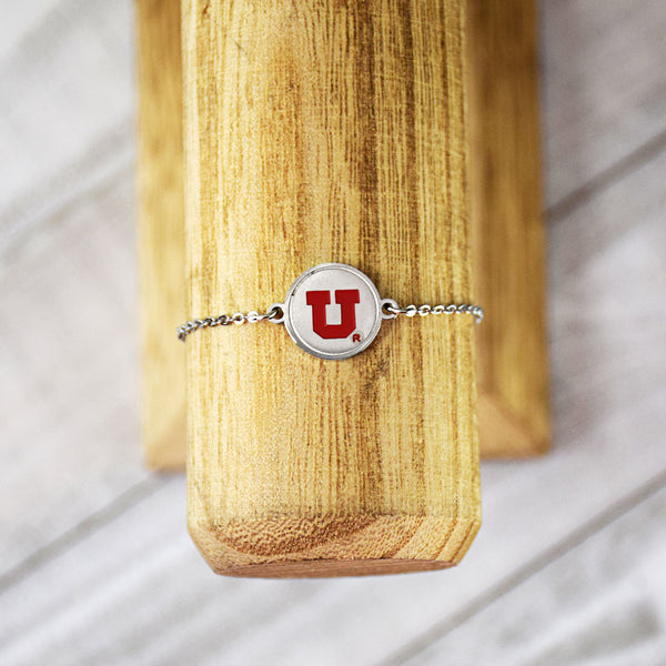 Utah Utes 1 Charm Silver Bracelet by Fan Frenzy Gifts