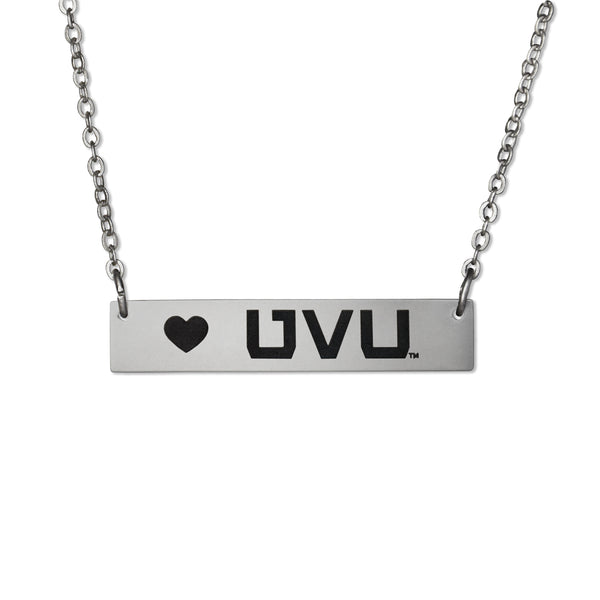 UVU Utah Valley Wolverines Silver Bar Necklace by Fan Frenzy Gifts