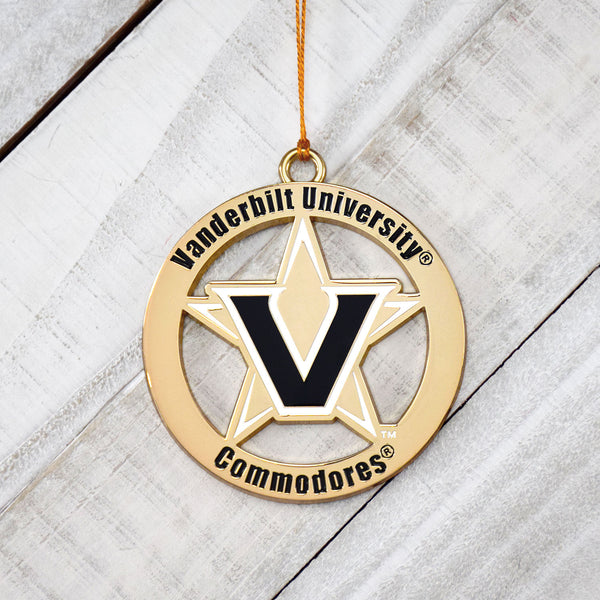 Vanderbilt Commodores New Logo Gold Ornament by Fan Frenzy Gifts Officially Licensed NCAA 
