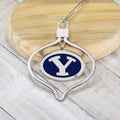 Fan Frenzy Gifts BYU Cougars Oval 2 Piece Officially Licensed Silver Colored Ornament