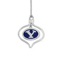 Fan Frenzy Gifts BYU Cougars Oval 2 Piece Officially Licensed Silver Colored Ornament