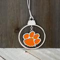 Clemson Tigers Circle 2 Piece Officially Licensed Silver Two-Piece Colored Ornaments