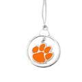 Clemson Tigers Circle 2 Piece Officially Licensed Silver Two-Piece Colored Ornaments