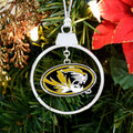 Missouri Tigers Circle 2 Piece Officially Licensed Silver Two-Piece Colored Ornaments