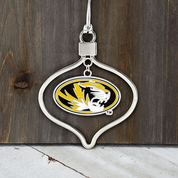 Fan Frenzy Gifts Missouri Tigers Circle 2 Piece Officially Licensed Silver Two-Piece Colored Ornaments
