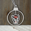 NC State Wolfpack Circle 2 Piece Officially Licensed Silver Two-Piece Colored Ornaments