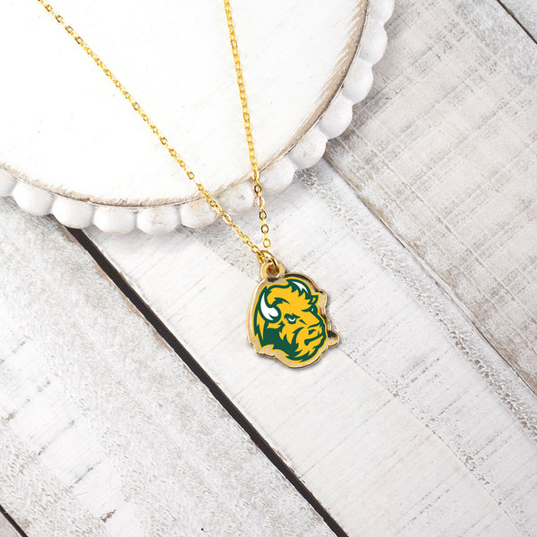 Fan Frenzy Gifts North Dakota St University Bison Gold Mascot Necklace Officially licensed NCAA