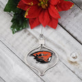 Oregon State Beavers Circle 2 Piece Officially Licensed Silver Two-Piece Colored Ornaments