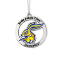 South Dakota St Jackrabbits Circle 2 Piece Officially Licensed Silver Two-Piece Colored Ornaments