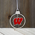 Wisconsin Badgers Circle 2 Piece Officially Licensed Silver Two-Piece Colored Ornaments