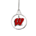 Wisconsin Badgers Circle 2 Piece Officially Licensed Silver Two-Piece Colored Ornaments