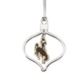 Wyoming Cowboys Circle 2 Piece Officially Licensed Silver Two-Piece Colored Ornaments
