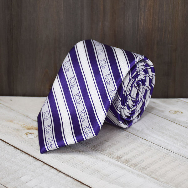 Fan Frenzy Gifts TCU Horned Frogs62" Striped Men's Tie Officially licensed NCAA
