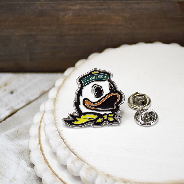 Fan Frenzy Gifts UO Oregon Duck Mascot Enamel Silver Pin 