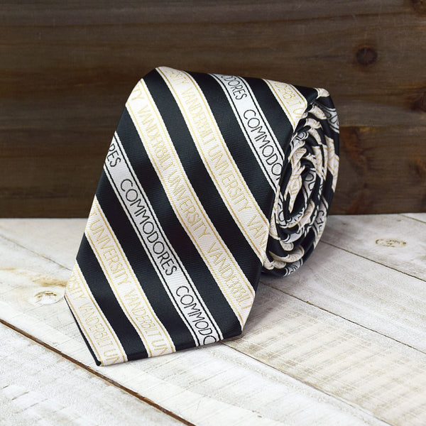 Vanderbilt Striped Men's Necktie  Officially Licensed NCAA by Fan Frenzy Gifts
