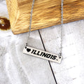 Illinois Fighting Illini Bar Silver Necklace by Fan Frenzy Gifts