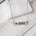 UVU Utah Valley Wolverines Silver Bar Necklace by Fan Frenzy Gifts